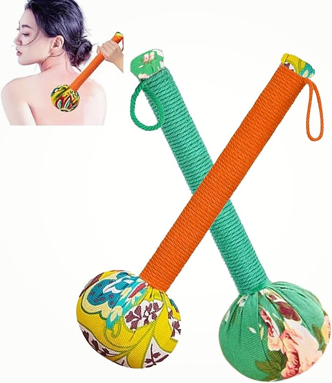 Mugwort Massage Hammer, Back Massager Hammer， Pain Relief Massager for Neck, Back, Shoulder & Body - Handheld Percussion Therapy Tool with US Design Patent,(Orange/Green)