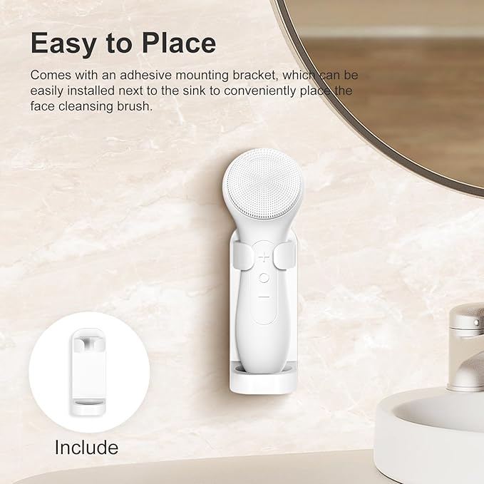 OWLMATE Facial Cleansing Brush, Electric Face Scrubber for Men & Women Waterproof Rechargeable Sonic Vibrating Soft Silicone Face Cleanser Brush for Deep Cleansing, Exfoliating, Massaging (White)