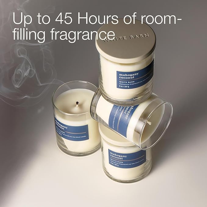 Bath & Body Works Single Wick Candle, Mahogany Coconut Candle, Long-Lasting Burn Up to 45 Hours, Exclusively Fragranced Soy Wax Blend, 8 oz - 2 Pack