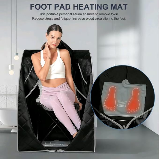 Infrared Sauna| Portable Personal Sauna| Home Spa Sauna| Separate Heating Foot Pad and Portable Upgrade Reinforced Chair, Relaxation at Home (L 27.6”x W 31.5”x H 37.8”)