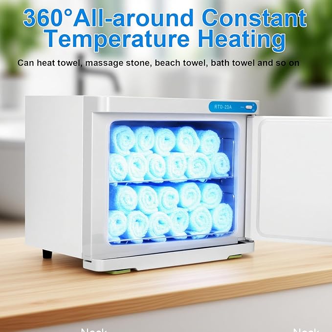Hot Towel Cabinet 23L, Hot Towel Warmer Cabinet with LED Temperature Display, Extra Large Capacity Heater for Spa, Massage, Salon, Home Use (White 23L)