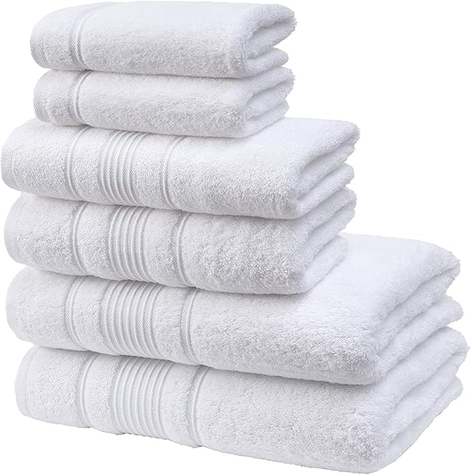 Personalize Your Towels with Custom Embroidery: Names, Monograms, and Initials. Perfect For Kids, Adults, Travel, Gifts, 6-Piece Towel Set; 2 Bath Towels, 2 Hand Towels, and 2 Wash Cloths - White