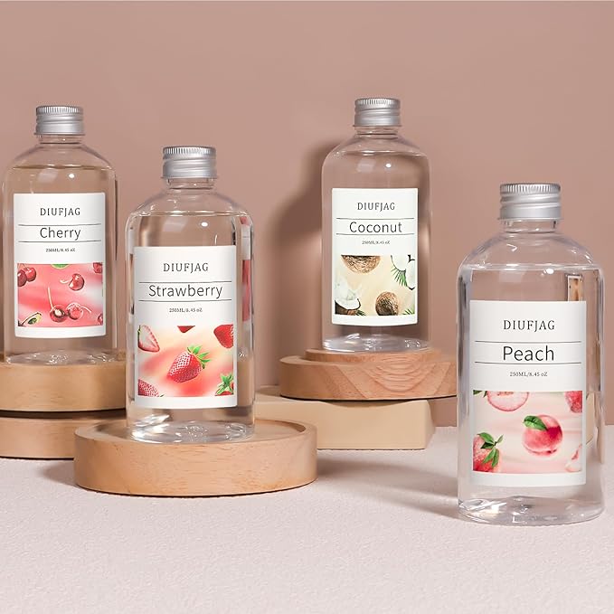 Coconut Diffuser with 10 Fiber Sticks, 200mlDiffusers for Home Essentials Bathroom,Last up to 60 Days