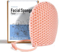 Facial Sponge - Deep Exfoliating Face Mitt, Honeycomb Face Exfoliator for Smoother, Younger Looking Skin, Dead and Dry Skin Remover for Men & Women, Pink
