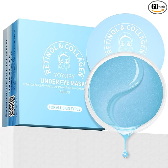 Under Eye Patches for Dark Circles & Puffy Eyes- 60 Hydrogel Eye Mask Patches with Caffeine, Collagen & Niacinamide - Anti Wrinkle Smile Line Patches, Self Care Gifts for Women,Navy Blue
