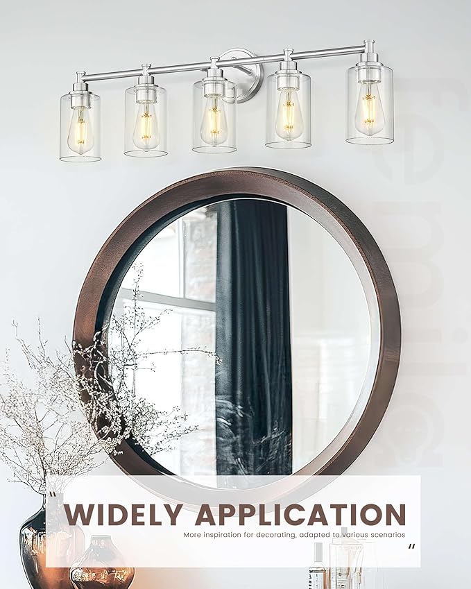 FEMILA 32" Bathroom Vanity Light, Brushed Nickel Bathroom Lights Over Mirror, 5 Light Vanity Wall Light Fixtures, 4FYC56B-5W BN