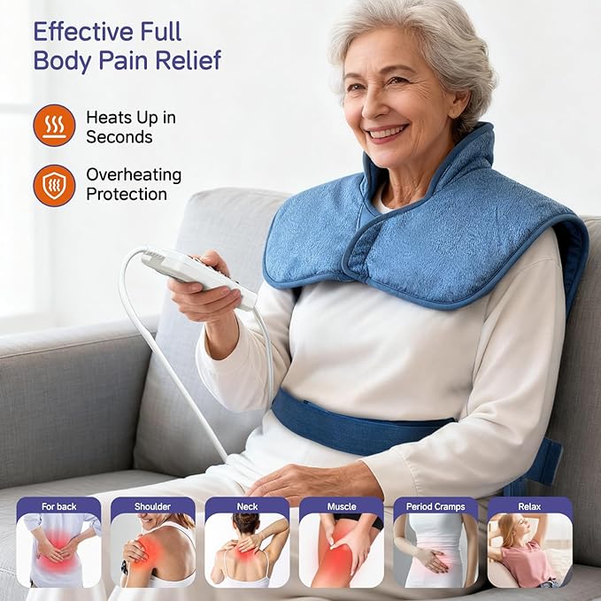 Large Heating Pad for Back Neck Shoulders, Electric Heating Pad for Back Pain Relief, 6 Heat Settings & 4 Timers 24"x33" Weighted Design, Birthday Christmas Gift for Women Men Mom Dad