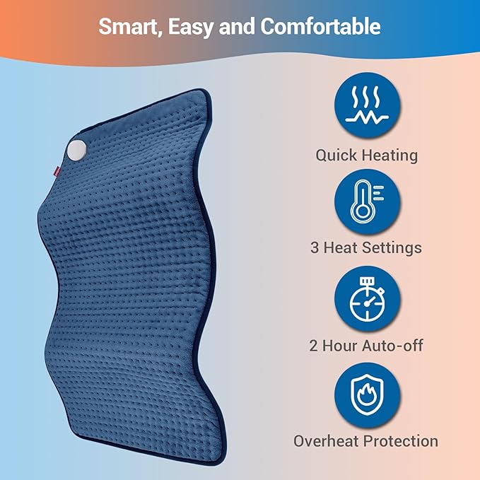 Comfytemp Extra Large Heating Pad for Back & Period, 33''x 17'' Electric Heating Pads for Neck/Shoulder, FSA Eligible Electric Throw, Mothers Day Gifts for Mom Women, Machine Washable, Auto Shut Off