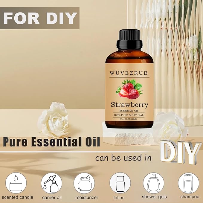 Strawberry Essential Oils, 120ML Pure and Natural Essential Oil for Aromatherapy Diffuser - Strawberry /4 Fl Oz