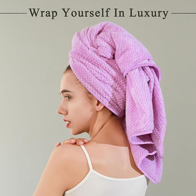 2 Pack Bath Towel Set, Waffle Bath Towel Set, Super Soft Highly Absorbent, Sturdy Quick Drying Towels for Bathroom, Gym, SPA, Yoga (2 Piece 27" x 55", 1Grey+1Purple)