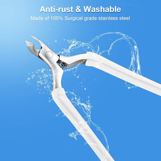 CGBE Cuticle Trimmer, Professional Cuticle Nippers Remover Tools, Non-slip Silicone Handle Cuticle Cutter Remover, Pedicure Manicure Tools for Fingernails and Toenails (White)