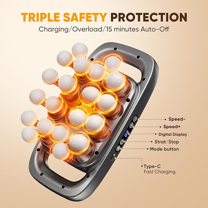 20-Head Massage Gun, Deep Tissue Percussion Massager with 30 Speeds & 3 Modes, 110lb Force, Ultra-Quiet 35dB, 2600mAh Battery, Fast Charging,Full Body Muscle Relaxation,Gifts for Mother's Day