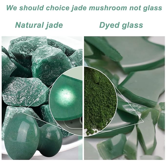 ideayard Mushroom Gua sha 2Pcs Jade Eye Massage Facial Tool Smooth Cute Mushroom Shaped Scraping for Women SPA Lift Remove Wrinkles (Green(2pcs)