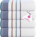 CASA COPENHAGEN White Bay 4Pcs 100% Egyptian Cotton Large Designer Towels Gift Set- Grey - Denim, 600 GSM, 55"x27", 4Bath Towels for Bathroom (Box Pack, Set for Women & Men)
