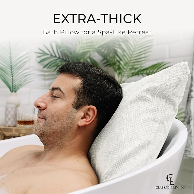 Luxury Bath Pillow for Tub - Thick and Comfortable Bathtub Pillow Support for Head and Neck and Back - Washable Quick-Drying Bath Pillows - Bath Cushion for Home Spa - Fits Any Bathtub - White