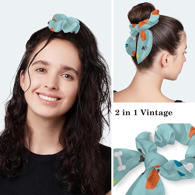 Ethnic Aztec Pattern Adjustable Scrub Cap Hat with Button, Working Hat Sweatband with Bow Hair Scrunchy for Woman