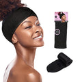 Red by Kiss Spa Headband for Washing Face, Adjustable Velcro Wrap Facial Makeup Hair Band Silky Satin Lining Terry Clothe for Shower Bath Washing Mask Sport Yoga (Black)