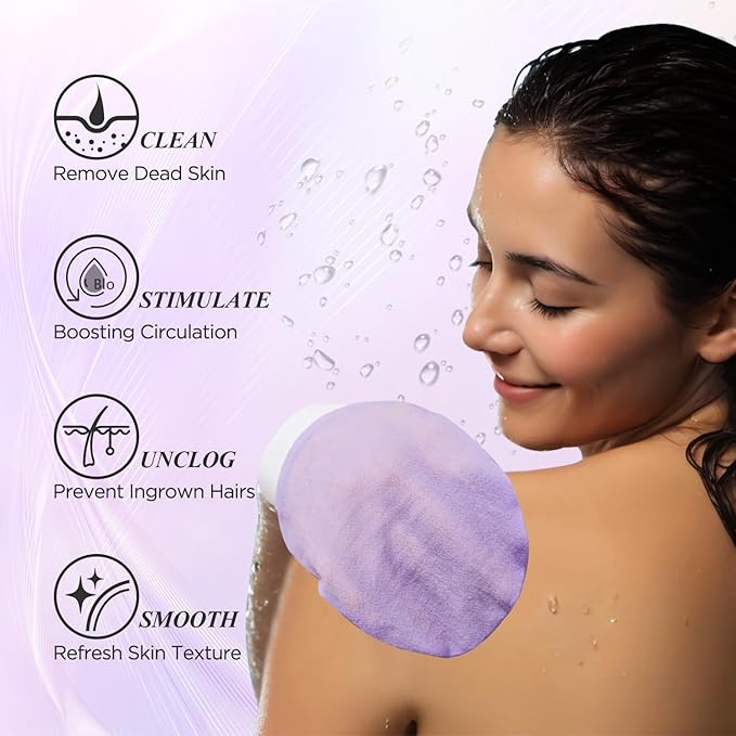LOTTA Exfoliating Gloves 2Pcs Deep Exfoliation Mitt of 150D Shower Body Scrub Exfoliant Scrubber Glove Skin for Cleanse Dead or Dry Skin 100% Viscose Fiber Suitable for Men and Women