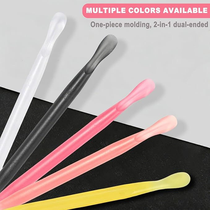 2Pcs Plastic Cuticle Pusher, Dual-end Dead Skin Nail Pusher, Gentle Plastic Pusher, Gel Polish Remover Tool, Manicure and Pedicure Tool, Rose Red