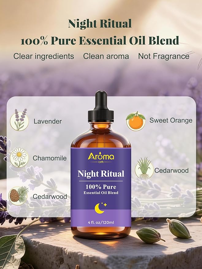 Night Ritual — A 100% Pure Essential Oil Blend Unwind-Ready Aroma for Your Nightly Routine, Essential Oils for Diffusers for Home