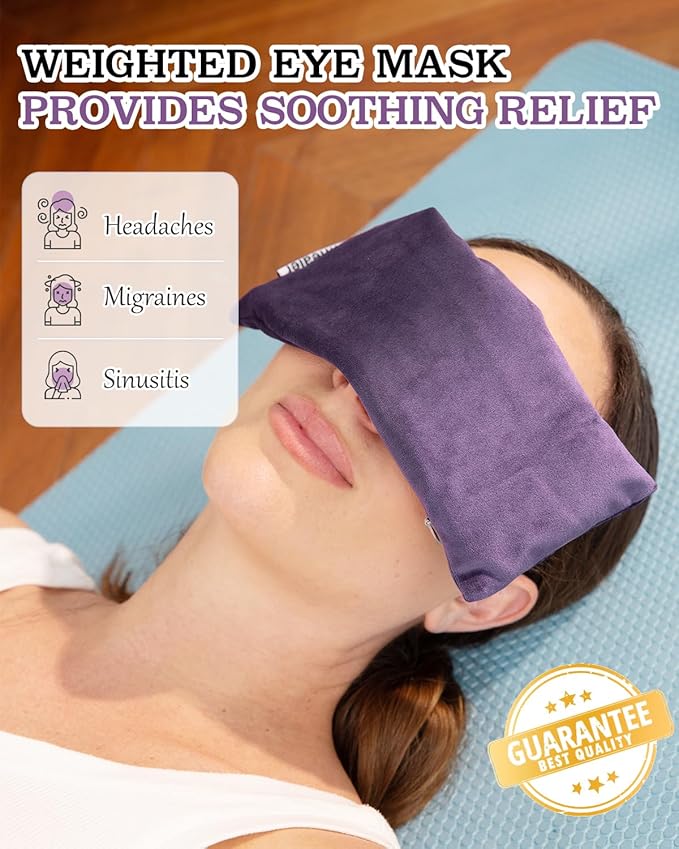Mothers Day Gifts for Mom, Weighted Eye Mask for Sleep, Yoga, Meditation, Lavender Eye Pillow Heated for Headache, Sinus, Dry Eyes Relief, Moist Heat Mask Purple Relaxation Gifts for Women (Purple)