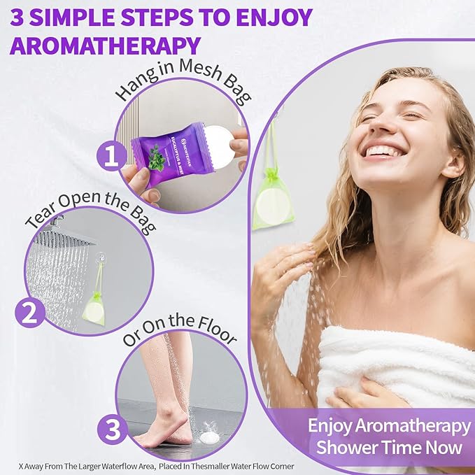 Shower Steamers Aromatherapy, Basket Set for Mothers Day Gifts for Mom, Teacher Appreciation Gifts for Women Men, 8-Pack Shower Bombs Organic Essential Oil, Spa Relaxing Purple Gifts for Wife