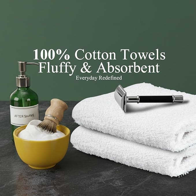 Hand Towels (Pack of 24) White Economy Towels Salon Towels - 100% Cotton Spa Towel – 16 x 27 Inches Highly Absorbable, Facial, Gym, Hair, Face Towel Bulk