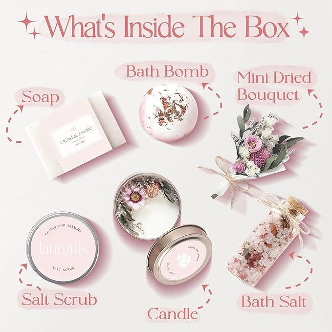 Birthday Gifts for Women – Mothers Day Spa Gift Basket, Luxury Candle Set & Bath Sets Self Care Box, Gift for Mom, Wife or Friend