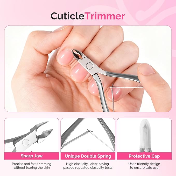 MelodySusie Manicure Tools Kit Nail Care Kit with Files, Buffer Blocks,Cuticle Nipper, Pusher and Rose Cuticle Oil 28ML for DIY Nail Manicure and Nail Care