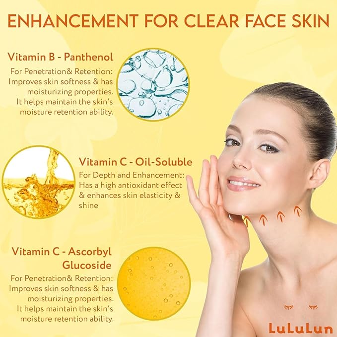 Lululun Vitamin C Face Mask for Women & Men with 7 Herbs & 7 Vitamins, Hydrating Sheet Mask for Face Pore Firming & Clear Skin, Daily Face Masks Skincare, Japanese Face Mask Sheets HYDRA V 28EA