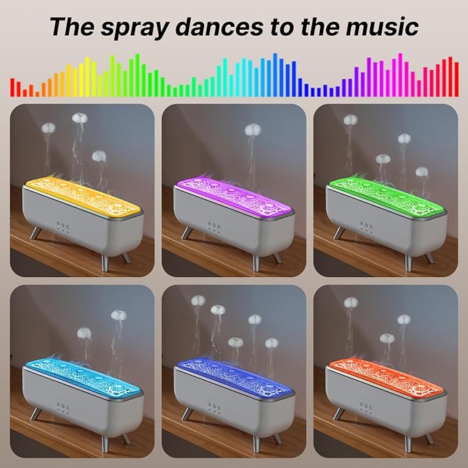 Jellyfish Diffuser Humidifier, Essential Aromatherapy 300ML Ultrasonic Diffuser with Essential Oils. 7 Colors Light Waterless Auto Off with Remote Control for Large Room Office Bedroom