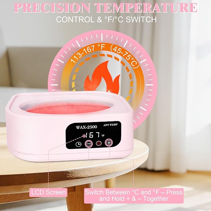 Beauty Star Paraffin Wax Machine for Hands and Feet – 3500ml Large Capacity with Auto Timer & Keep Warm Function – Moisturizing Kit for Arthritis Relief, Dry Skin, and Spa Home Use (Pink)
