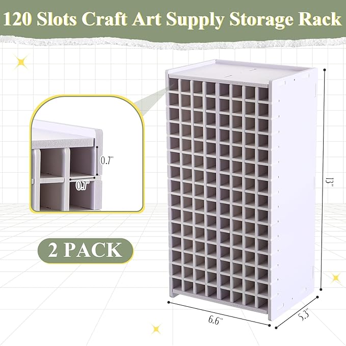 Sunnychicc 2 Pack Marker Storage Organizer, 240 Slots Total Art Supply Holder for Desk, Marker Rack with Removable Dividers for Colored Pencils & Paint Brushes (13 x 6.6 x 5.3 Inch)
