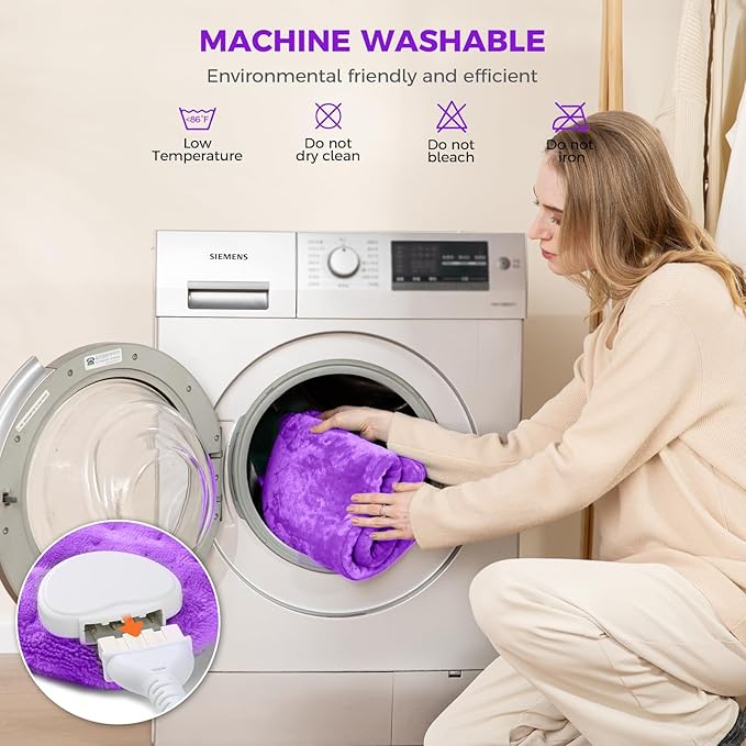 NOWWISH Heating Pad for Back Pain Relief & Period Cramps, 33x17 Inches Large Electric Heating Pad with 10 Heat Settings, Timer & Auto Shut-Off, Machine Washable, Mothers Day Gifts for Mom, Purple