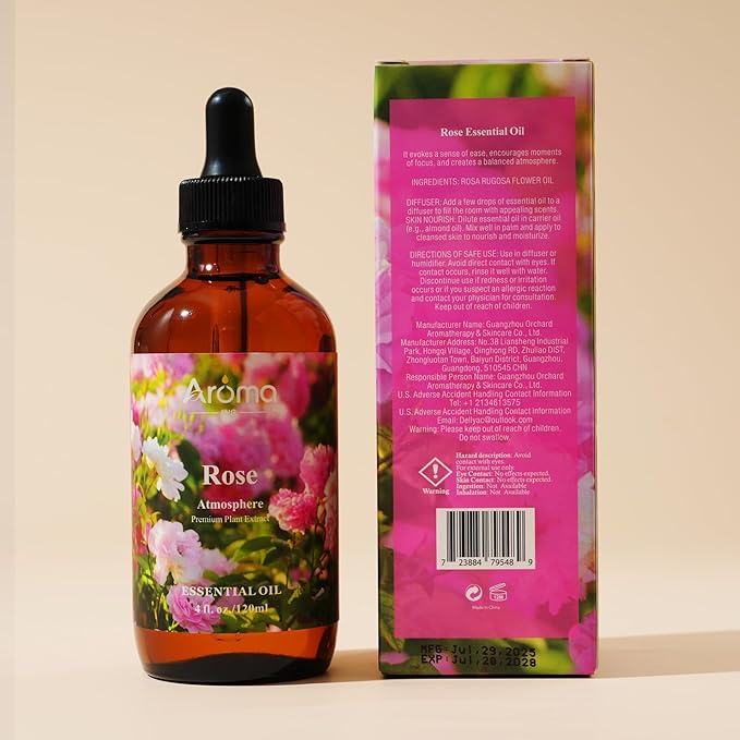 Rose Essential Oil in Premium Gift Box - Essential Oils for Home Diffusers - Perfect Self-Care & Spa Gift for Women 4 Fl Oz Valentines Day Gifts for Her