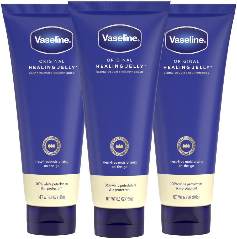 Vaseline Original Healing Jelly 3 Pack White Petrolatum Skin Protectant for Mess-Free Moisturizing On-the-Go, with 3x Purified Purity Guaranteed Formula, 6.8 oz by Vaseline