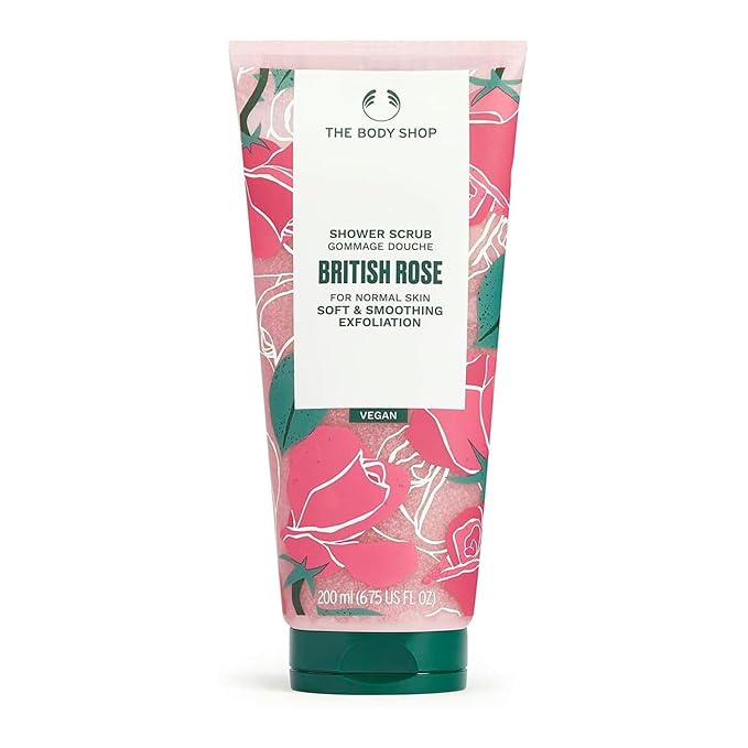 The Body Shop British Rose Shower Scrub - Soft & Smooth Exfoliation For Normal Skin - Vegan - 6.75 Fl Oz