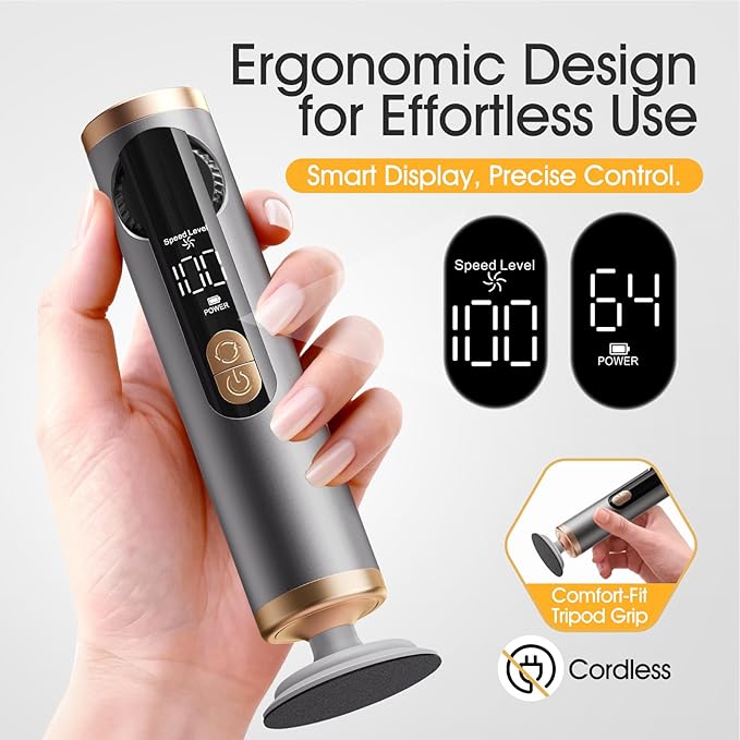 Electric Foot Callus Remover Rechargeable for Dry Foot Skin,FSA&HSA Electric Foot File for Dead Skin & Cracked Heel,Foot Callus Shaver with 2 Detachable Discs & 40 Sanding Papers