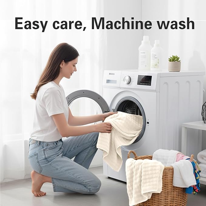 KBY Bath Towels Set 6 Piece 40x80 Inches，2 Extra Large Bath Sheets 2 Hand Towels 2 Washcloths，Highly Absorbent Quick Dry Microfiber,Ultra Soft Towel Set for Bathroom，Spa，Gym， Hotel (Cream)