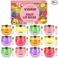 VISRIE Bee Lip Balm Honey Pot 12 Pack, Lip Sleeping Mask with Applicator, Moisturizing with Propolis and Fruit Extract, Mothers Day Gifts, Cute Makeup Gifts for Women