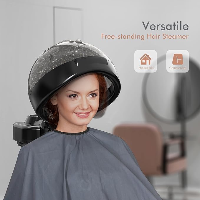 TASALON Standing Hair Steamer for Deep Conditioning - Hooded Steam Cap for Natural, Dyed Hair - Professional Steamer for Hydration, Dry Hair Treatment-Heated Micro Mist Steamer for Spa, Home Use