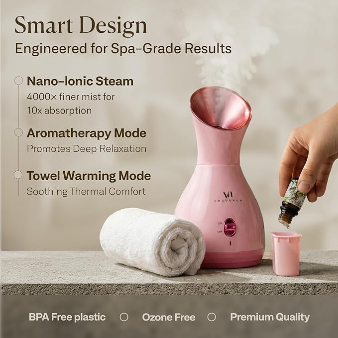 Facial Steamer Spa Kit with Complimentary 17 Skin Care Tools | Face Steamer for Facial Deep Cleaning with Towel Warmer & Humidifier Mode| Self Care Spa Gifts for Women, Mothers Day Gifts for Mom