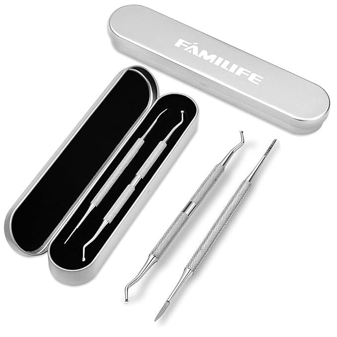 FAMILIFE Ingrown Toenail File and Lifter, 2 pcs Ingrown Toenail Tool Double Sided with Storage Case Professional Corrector 100% Stainless Steel Removal Pedicure Kit, Ideal for Home, Travel, Salon Use