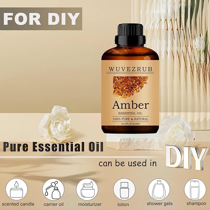 Amber Essential Oil - 240ML Pure and Natural for Aromatherapy Diffuser - 8 Fl Oz
