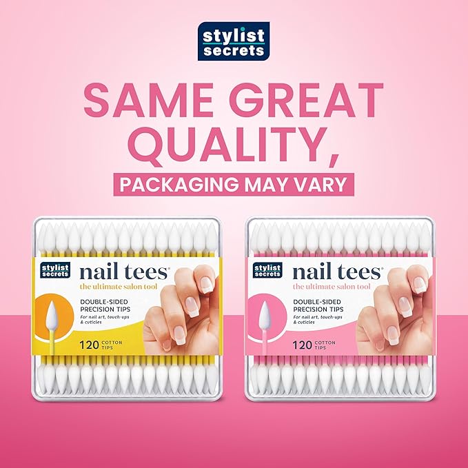 Fran Wilson NAIL TEES COTTON TIPS 120 Count (2 PACK) - The Ultimate Nail Tool, Multi-Purpose Double-sided Swabs with Pointed Ends for Precise Touch-ups and the Perfect At-Home Manicure & Pedicure