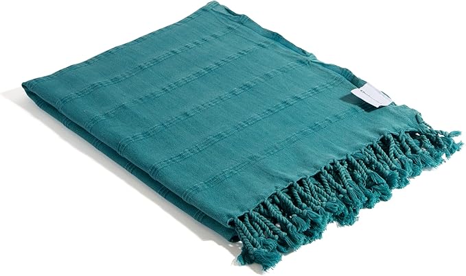 InfuseZen Stonewashed Turkish Bath & Beach Towel –100% Organic Turkish Cotton - Soft, Lightweight, Absorbent - Quick Dry, Sand Free - Swim, Pool, Shower, Travel - Peshtemal, Hammam Spa Towel - Teal