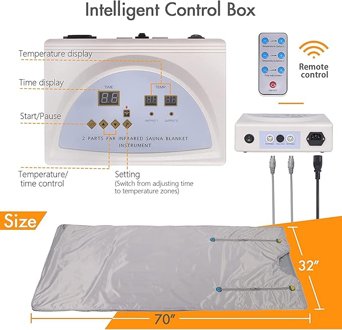Home Sauna Blanket, Detox Slimming Heated Blanket with Remote Control, 95-176°F Temperature Range, for Home Therapy, Detox, Sweat Steam, Body Sauna