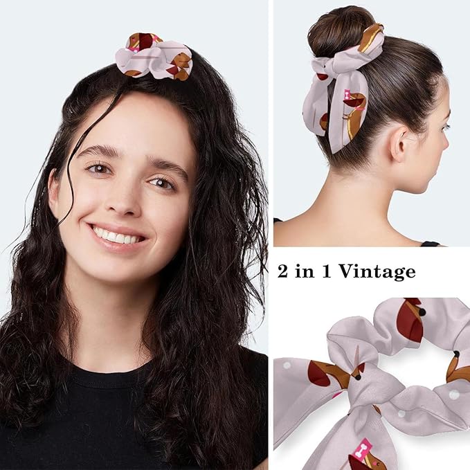 Ethnic Aztec Pattern Adjustable Scrub Cap Hat with Button, Working Hat Sweatband with Bow Hair Scrunchy for Woman