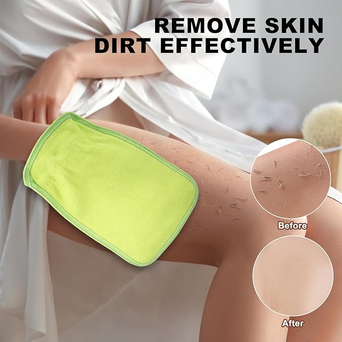 1PCS (GREEN) Durable Body Scrub, Dead Skin Remover & Body Scrubber Exfoliator, Body Exfoliating Gloves for Shower, washcloth exfoliating, exfoliating glove for Smooth Skin