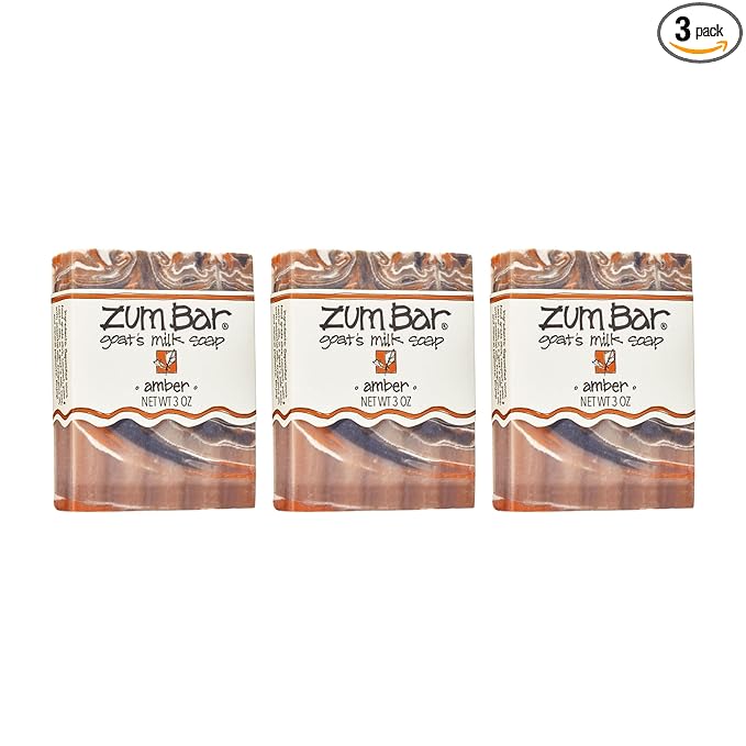 Zum Indigo Wild Goat's Milk Soap Bar - Bar Soap for Hands & Body Made with Essential Oils - 3 oz - Amber (3 Pack)